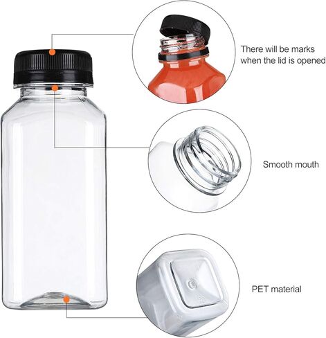 Wjzhfwzt 24 Pack Empty Plastic Juice Bottles Food Grade Reusable PET Clear Water Bottle Recyclable Drink Bulk Containers with Leak-Proof Lids for Juice, Water, Milk and Beverages (12oz) in Saudi Arabia