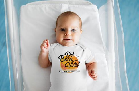 Pop Threads Del Boca Vista Retirement Community 90s Graphic Infant Baby Boy Girl Bodysuit in Saudi Arabia