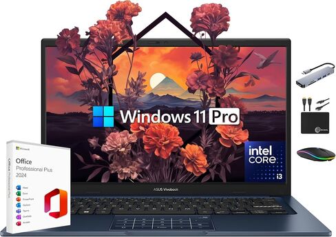 ASUS Vivobook 2024 أحدث كمبيوتر محمول خفيف الوزن، Intel Pentium Silver N6000، شاشة 15.6 بوصة FHD IPS، ذاكرة وصول عشوائي 4 جيجابايت، 192 جيجابايت (128 جيجابايت eMMC + 64 جيجابايت SD)، كاميرا ويب، Office 365 سنة واحدة، Windows 11S +MarxsolAccessory in Saudi Arabia