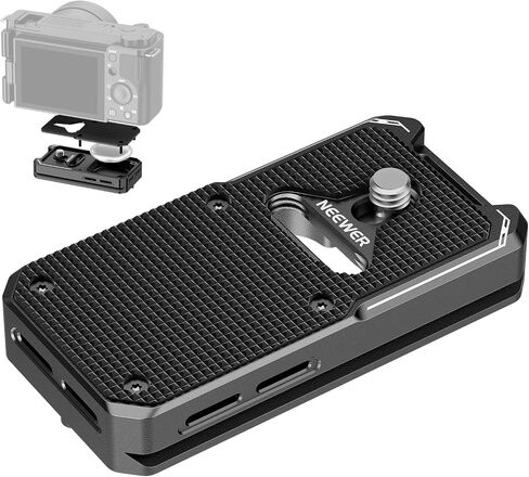 NEEWER Quick Release Plate Compatible with AirTag, Metal Camera Tripod Mount Quick Attach Holder Adapter Baseplate with Arca Type Base & 1/4" Screw for DSLR Camcorder Tripod Monopod Slider, QRP-11 in Saudi Arabia