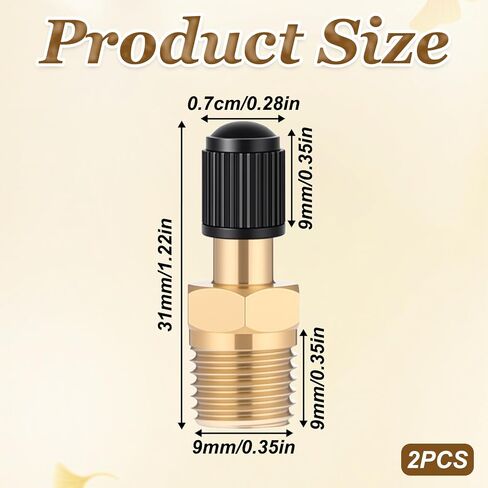 2PCS 1/8" NPT Tank Valve Anti-Corrosion Standard Valve Core 1/8" NPT Schrader Valves with Sealing Caps,Using with Air Compressor Tanks in Saudi Arabia