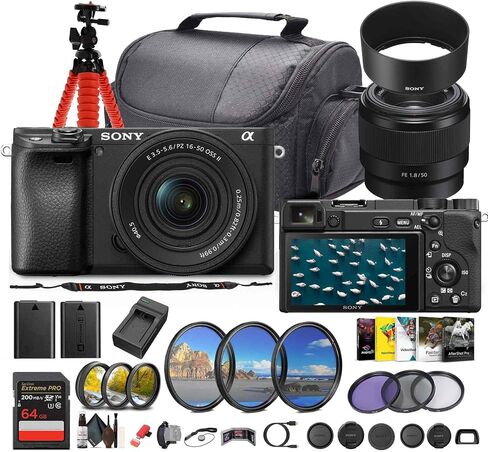 كاميرا Sony A6400 بدون مرآة مع عدسة F/3.5-5.6 II (أسود) (أسود) in Saudi Arabia