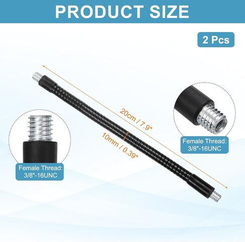 PATIKIL 6" Gooseneck, 2Pcs 3/8"-16 Male to Male Thread Metal Universal Hose Flexible Arm Gooseneck Tube Extension Holder for Action Camera, Phone, Microphone, Black in Saudi Arabia