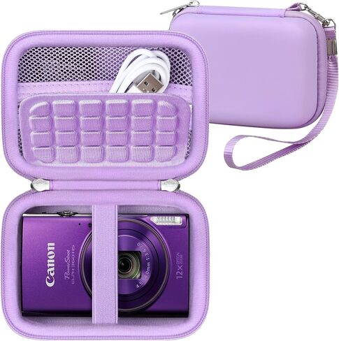حقيبة حمل RAIALL لكاميرا Canon PowerShot ELPH 360 HS A/300/190/ 180/160 HS/Sony Cybershot DSC-W830 W55، حقيبة سفر صلبة لكاميرا تسجيل الفيديو، جيب شبكي للبطارية، وبطاقات SD وكابل USB، بني in Saudi Arabia