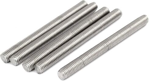 Uxcell M6x120mm 304 الفولاذ المقاوم للصدأ ذكر بالكامل قضيب ملولب ترصيع فضي اللون 5 قطع in Kuwait