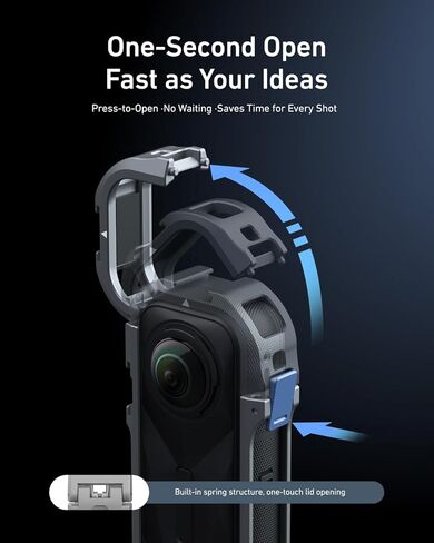 حالة إطار وقائي من ألومنيوم Telesin من أجل Insta360 X5 مع واجهة ملولبة ذات حذاء بارد أحذية بارد Magnetic Matter 1/4 بوصة مع علبة LEN الواقية من السيليكون لملحقات الكاميرا in Kuwait