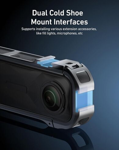 حالة إطار وقائي من ألومنيوم Telesin من أجل Insta360 X5 مع واجهة ملولبة ذات حذاء بارد أحذية بارد Magnetic Matter 1/4 بوصة مع علبة LEN الواقية من السيليكون لملحقات الكاميرا in Kuwait