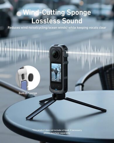 حالة إطار وقائي من ألومنيوم Telesin من أجل Insta360 X5 مع واجهة ملولبة ذات حذاء بارد أحذية بارد Magnetic Matter 1/4 بوصة مع علبة LEN الواقية من السيليكون لملحقات الكاميرا in Kuwait