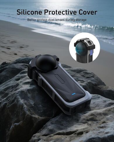 حالة إطار وقائي من ألومنيوم Telesin من أجل Insta360 X5 مع واجهة ملولبة ذات حذاء بارد أحذية بارد Magnetic Matter 1/4 بوصة مع علبة LEN الواقية من السيليكون لملحقات الكاميرا in Kuwait