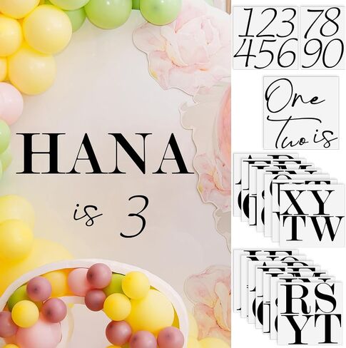 Faccito 17 Sheets Custom Vinyl Secals Name & Age Vinyl Letter kit-A-Z Serif Letters وأرقام نصية من 0-9 مع IS ، واحدة ، كلمتين ، ملصق خلفية مخصصة DIY لحفل عيد ميلاد الطفل الاستحمام in Saudi Arabia