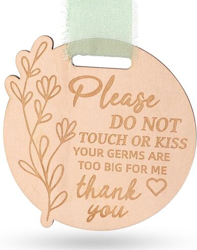 Please Do Not Touch or Kiss Baby Sign, Wooden Round Baby Stroller Tag with Ribbon Please Don’t Touch Sign No Touching Kissing Signs for Newborn (Wood Color) in Saudi Arabia