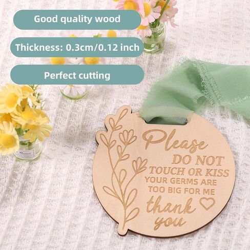 Please Do Not Touch or Kiss Baby Sign, Wooden Round Baby Stroller Tag with Ribbon Please Don’t Touch Sign No Touching Kissing Signs for Newborn (Wood Color) in Saudi Arabia