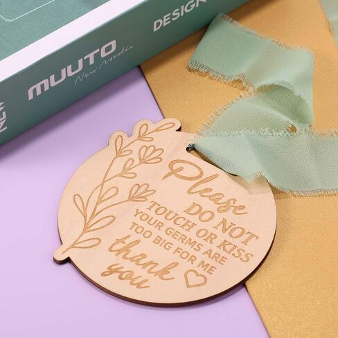 Please Do Not Touch or Kiss Baby Sign, Wooden Round Baby Stroller Tag with Ribbon Please Don’t Touch Sign No Touching Kissing Signs for Newborn (Wood Color) in Saudi Arabia