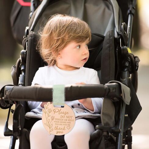 Please Do Not Touch or Kiss Baby Sign, Wooden Round Baby Stroller Tag with Ribbon Please Don’t Touch Sign No Touching Kissing Signs for Newborn (Wood Color) in Saudi Arabia