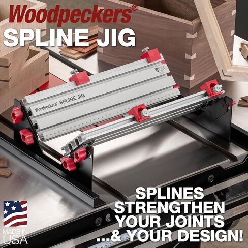 Woodpeckers Spline Jig, Router Table & Table Saw Jig for Dovetails & Miter Joints, Makes Joinery Strong & Attractive, Made in USA in Saudi Arabia