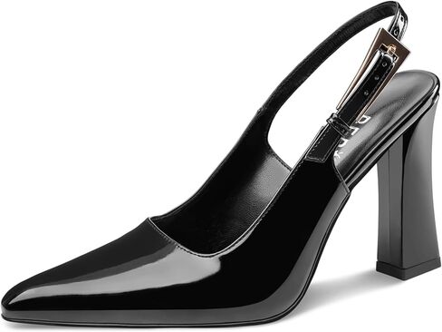 كتلة النساء العالي الكعب المربوطة ، المدببة المغلقة من اصبع القدم كاحل حزام مصنوع من أحذية جلد براءات الاختراع. in Kuwait