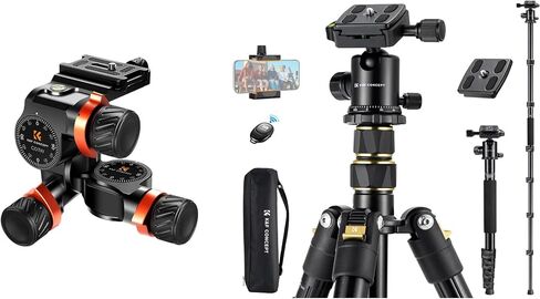 K & F Concept 70 Inch/178cm Camera Tripod ورأس ثلاثي القوائم الموجهة ثلاث اتجاهات in Kuwait