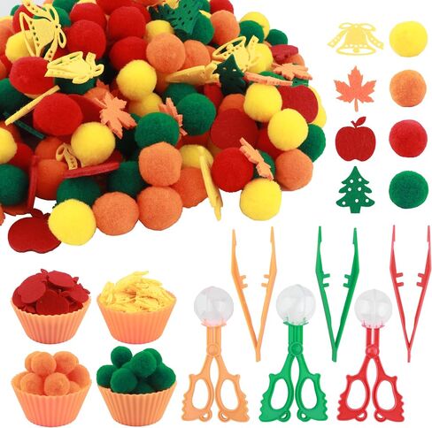 أبل الحواس الحشو ، هدايا الأطفال ، 294pcs عدد الألعاب مع التفاح والأشجار وأوراق القيقب والأجراس و pom poms وأوعية الفرز ولعبة خريف الخريف للتعلم المبكر لأولاد وفتيات يبلغون من العمر 3 سنوات in Saudi Arabia