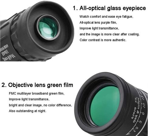 40x60 Professional Monocular Zoom Binoculars - Night Vision & Optic Scope with Spring Clip in Saudi Arabia