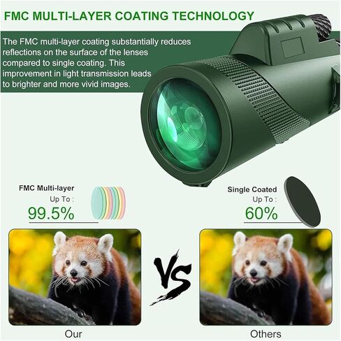 تلسكوب أحادي 40 × 60 HD - أحاديات الطاقة العالية للبالغين مع PAK -4 PRISM ، طلاء عدسة FMC ، مضغوط ، محمول ، صور حادة in Saudi Arabia