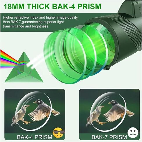 تلسكوب أحادي 40 × 60 HD - أحاديات الطاقة العالية للبالغين مع PAK -4 PRISM ، طلاء عدسة FMC ، مضغوط ، محمول ، صور حادة in Saudi Arabia