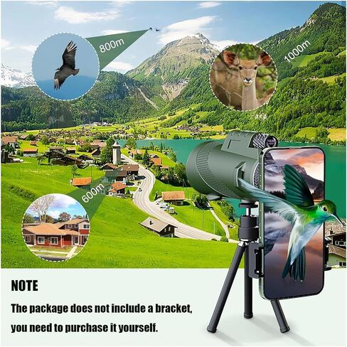 تلسكوب أحادي 40 × 60 HD - أحاديات الطاقة العالية للبالغين مع PAK -4 PRISM ، طلاء عدسة FMC ، مضغوط ، محمول ، صور حادة in Saudi Arabia