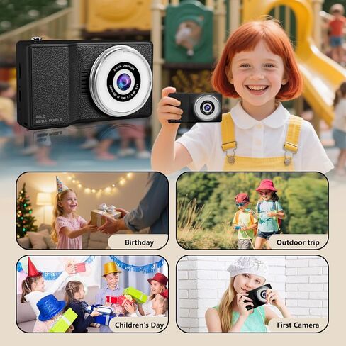 Digital Camera for Kids – 8X Digital Zoom, FHD 1080P Video, 2.8" Screen, Anti-Shake & Slip-Resistant Design – Compact Point and Shoot Camera for Girls, Boys, Teens(Pink) in Saudi Arabia