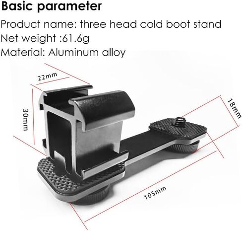 Aluminium Camera Hot Shoe Mount Adapter Video Accessory Triple Cold Shoe Bracket Lights, LED Monitors, Microphones, Audio Recorder & Studio Flash Video Camera in Saudi Arabia