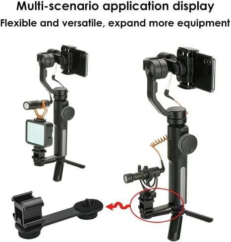 Aluminium Camera Hot Shoe Mount Adapter Video Accessory Triple Cold Shoe Bracket Lights, LED Monitors, Microphones, Audio Recorder & Studio Flash Video Camera in Saudi Arabia