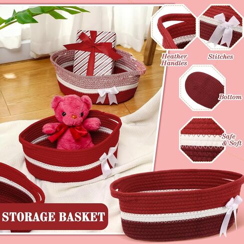 Colingmill 3 Pack Small Bow Woven Basket Empty with Handles Gift Bags and Ribbon 12" x 8" x 5" Gift Baskets to Fill Storage Box Pet Toy Wedding Presents Christmas Birthday(Brown) in Saudi Arabia