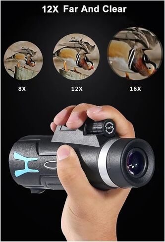 HD 12x50 تلسكوب أحادي الطاقة مع حامل الهاتف - PAK4 PRISM ، مقاوم للماء ، نطاق عالي الوضوح للصيد ، التخييم ، المشي لمسافات طويلة ، صور حادة in Saudi Arabia