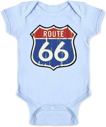 Threads Pop Route 66 علامة الطريق الرجعية عتيقة الرضيع الكلاسيكي رضيع بوي فتاة in Kuwait