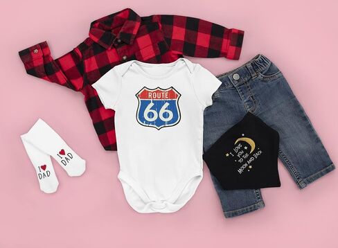 Threads Pop Route 66 علامة الطريق الرجعية عتيقة الرضيع الكلاسيكي رضيع بوي فتاة in Kuwait