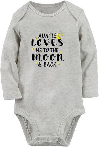 iDzn My Auntie Loves Me To The Moon and Back Funny Rompers, Newborn Baby Bodysuits, Infant Jumpsuits, Kids One-Piece Outfits in Saudi Arabia