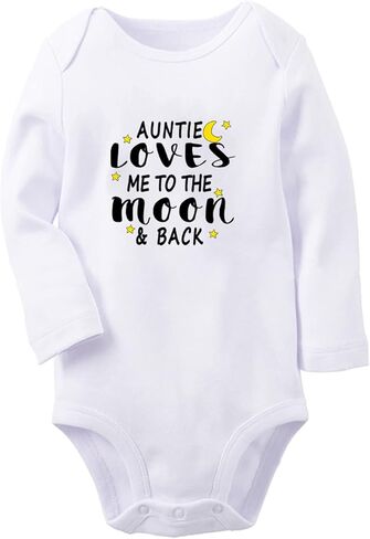 iDzn My Auntie Loves Me To The Moon and Back Funny Rompers, Newborn Baby Bodysuits, Infant Jumpsuits, Kids One-Piece Outfits in Saudi Arabia