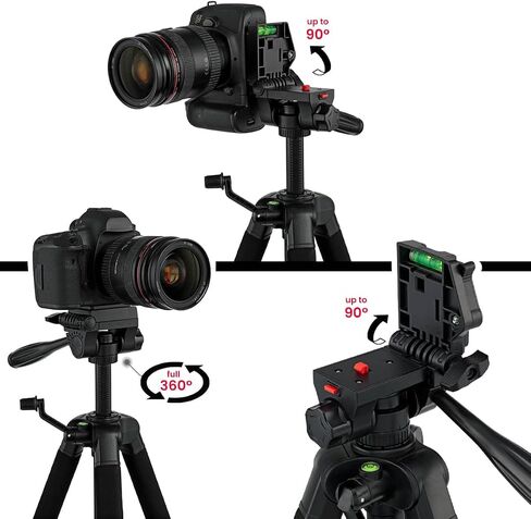Creative Mark Apex Tripod for Camera - Lightweight Aluminum Camera Tripod Stand with 360° Pan, 90° Forward Backward & Side Tilt, Adjustable Height, Quick-Release Plate and Nylon Carrying Case in Saudi Arabia