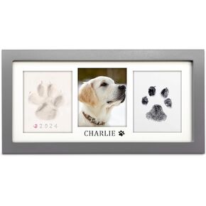 MYPAWLETS Paw Print Frame Kit,Dog/Cat Paw Print Kit,Soft Pawprint Clay&Clean Touch Ink Pad,Pet Paw Print Impression Kit with Customization Tool,Wooden Pet Memorial Frame,DIY Dog Lover Gifts-Black