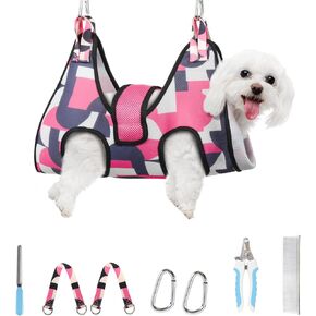 Supet Dog Grooming Hammock Harness for Small Dogs, Relaxation Dog Sling for Nail Trimming with Thick Fabric Back Support, Helper Dog Hammock for Nail Trimming Clipping