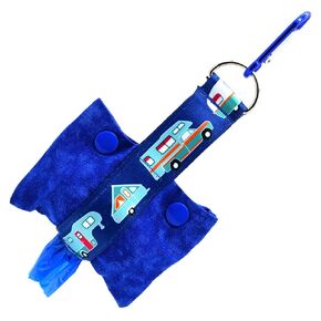 RV Camping Dog Poop Bag Dispenser - Fashion Tote Waste Bag Holder - Bottom Dispensing For One-Handed Use - Clips on Leash - Royal Blue - Handmade by Green Acorn Kitchen