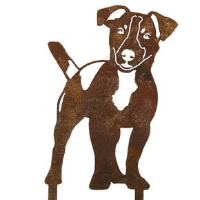 Corten Steel Jack Russell Terrier Dog Silhouette Yard Stake (Large)