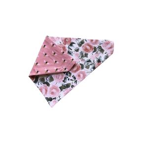 Floral Dog Bandana | Summer Dog Bandan | Bees | Roses | Reversible Slip On Dog Bandana | Summer Slip Over The Collar Bandana | For Small Medium Or Large Dogs (Roses and bees, L/XL)