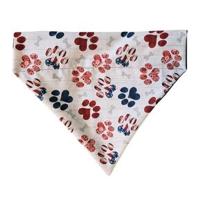 Patriotic Paw Prints Over the Collar Dog Bandana That Slips Onto Your Dogs Existing Collar Size (Large)