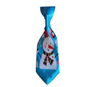 Christmas Snowmen Neck Tie that Slips Onto Your Dogs Existing Collar Size Large (Red Snowman)