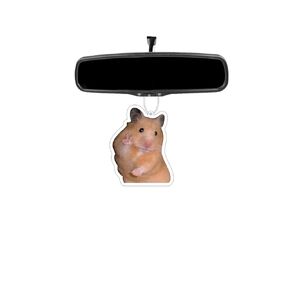 Cute Hamster Peace Sign Meme Funny Hanging Air Freshener Car Decor Eucalyptus Scented