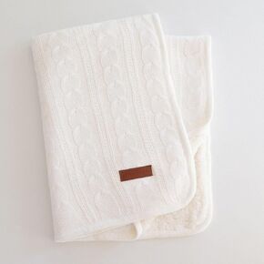 Cozy Soft Warm Sherpa Baby Blanket for Infant Toddler's Stroller Crib Cot Gifts for Baby Shower Security Blanket Design Dua (30 x 40) (Ivory)