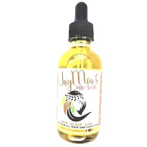 JayMia's all natural handmade Miracle Oil, helps promote healthy hair, nails, and skin. Tea tree, Lemongrass, Cerasee, and other natural ingredients for all hair types.