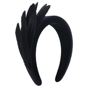 Women's 1920s Feather Headband - Black Goose Feather Fascinators Fashion Elegant Headband Classic Velvet Headpiece for Women Girls Events and Party