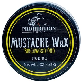 Mustache Wax Birchwood Oud, for Styling Mustache or Beard, With Beeswax, Organic Golden Jojoba Oil, and Argan Oil, Premium Blend, Mid-Strong Hold, Silicone-Free
