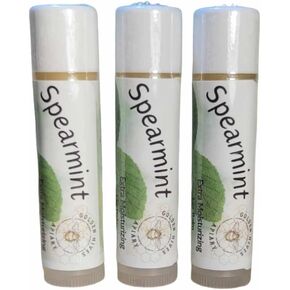 Golden Hives Apiary Moisturizing Lip Balm With Raw Beeswax & Organic Cocoa Butter - Spearmint (Pack of 3)