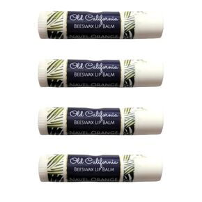 Old California Botanicals Beeswax Juicy Navel Orange Lip Balm Chapstick Vegetarian Natural Essential Oils Conditioning Bulk 4 Count Pack Party Shower Favor Easter Basket (0.15 ounce)